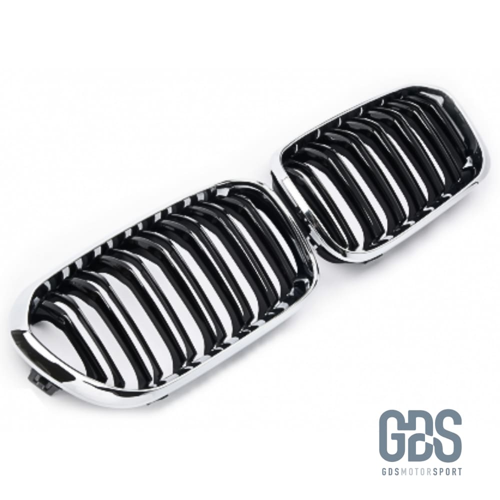 2 Grilles calandre double lame Chrome et Noir BMW série 1 F20 F21 Phase - Calandres - GDS Motorsport