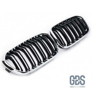 2 Grilles calandre double lame Chrome et Noir BMW série 1 F20 F21 Phase - Calandres - GDS Motorsport