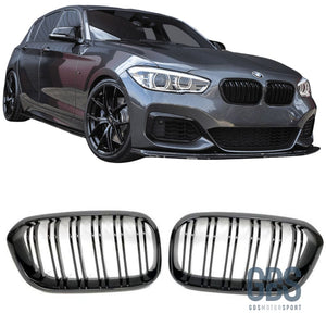 2 Grilles calandre double lame Noir Brillant Slim Design BMW série 1 F20 F21 phase - Calandres - GDS Motorsport