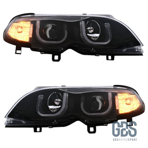 Phares avant Look Double U à LED pour BMW Série 3 E46 phase 2 H7/H7 - Éclairage de véhicule - GDS Motorsport