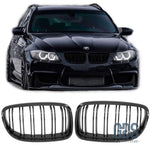 2 Grilles de calandre NOIR BRILLANT Double Lame BMW série 3 E90 Berline /E91 Touring PH2 LCI 2008 a 2012 - Calandres - GDS Motorsport