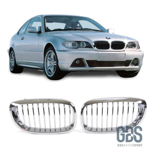 2 Grilles de calandre CHROME BMW serie 3 E46 PH2 2003 a 2006 COUPE / CABRIOLET - Calandres - GDS Motorsport