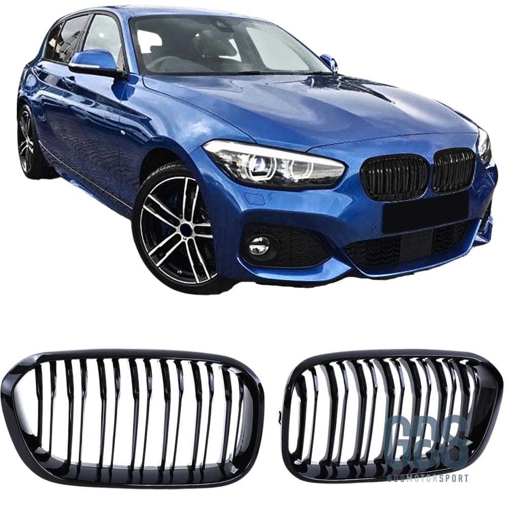 2 Grilles de calandre Noir Brillant double lame BMW série 1 F20 F21 phase - Calandres - GDS Motorsport