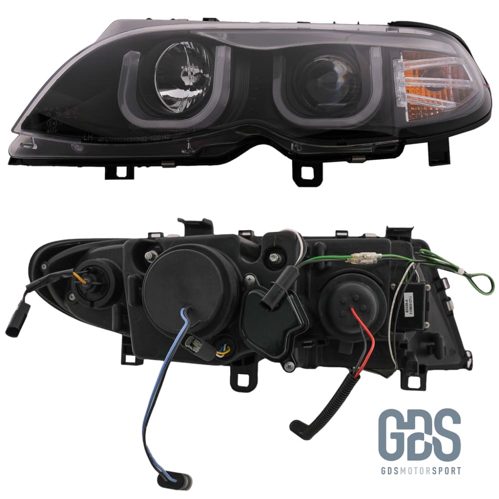 Phares avant Look Double U à LED pour BMW Série 3 E46 phase 2 H7/H7 - Éclairage de véhicule - GDS Motorsport