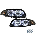 Phares Angel Eyes CCFL Blanc BMW E46 Phase 1 Berline / Touring Halogène H7/ H7 - PHARES FEUX - GDS Motorsport