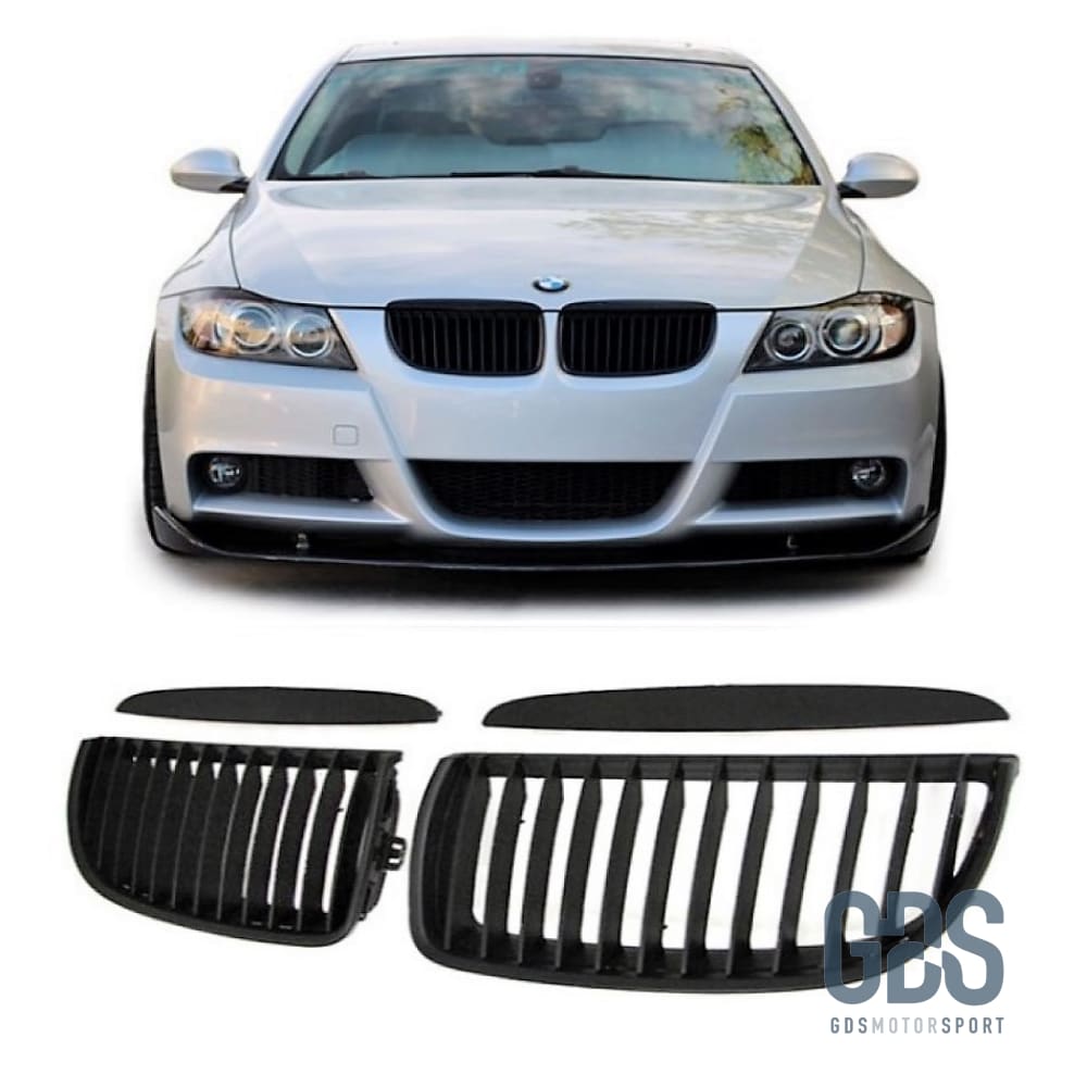 2 Grilles de calandre NOIR MATE BMW série 3 E90 / E91 PH1 2005 a 2008 Berline / Touring - Calandres - GDS Motorsport