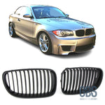 2 Grilles de calandre Noir Mate BMW série 1 Phase 2007 a 2014 - Calandres - GDS Motorsport