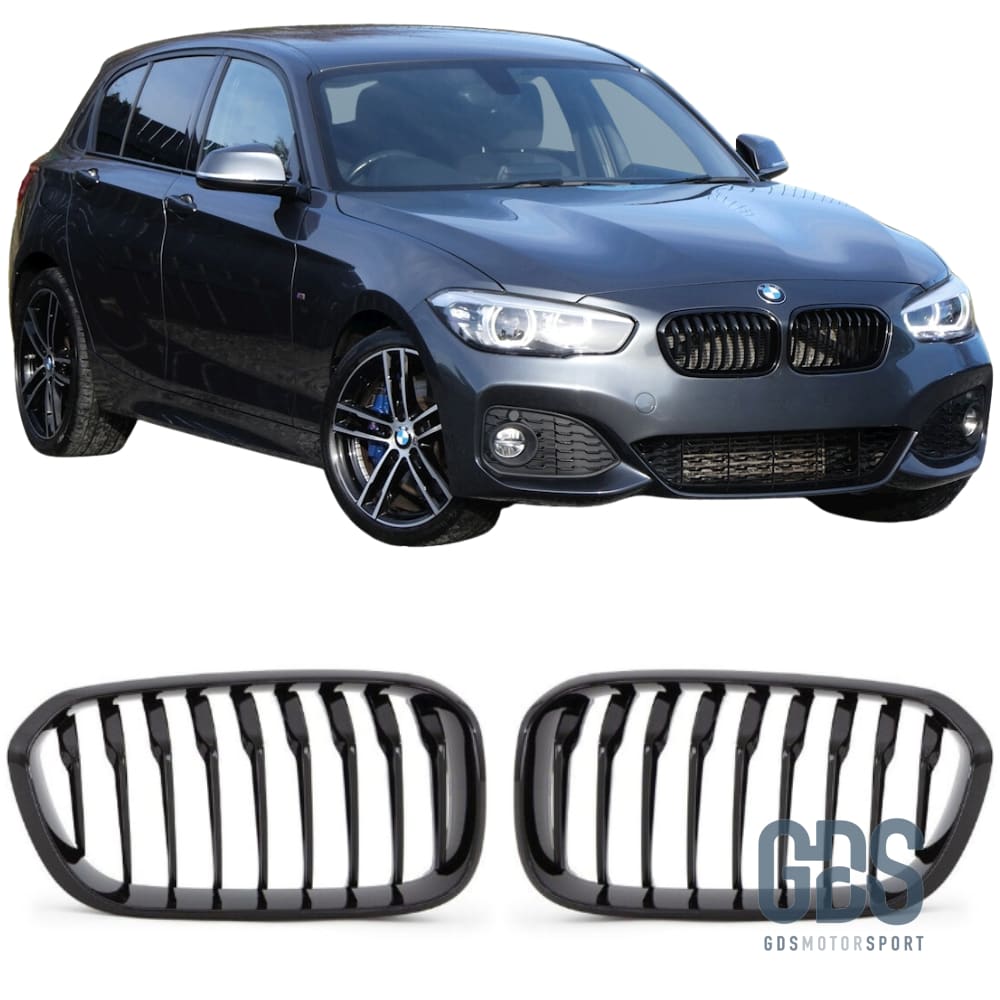 2 Grilles calandre Noir Brillant BMW série 1 F20 F21 phase - Calandres - GDS Motorsport