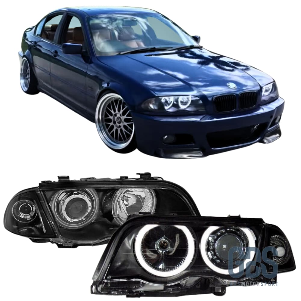 Phares Angel Eyes CCFL Blanc BMW E46 Phase 1 Berline / Touring Halogène H7/ H7 - PHARES FEUX - GDS Motorsport