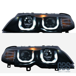 Phares avant Look Double U à LED pour BMW Série 3 E46 phase 2 H7/H7 - Éclairage de véhicule - GDS Motorsport