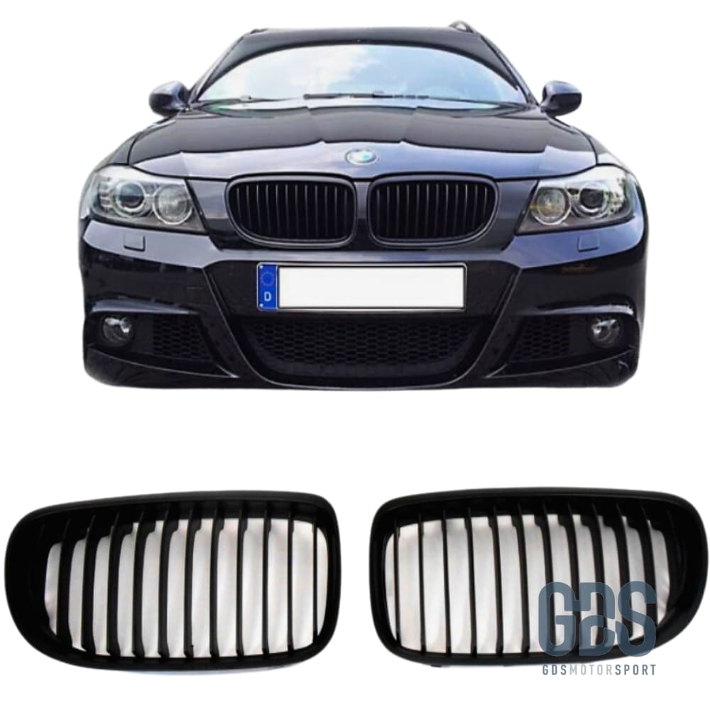 Grilles de calandre NOIR MATE BMW série 3 E90 / E91 PH2 LCI 2008 a 2012 Berline / Touring - Calandres - GDS Motorsport